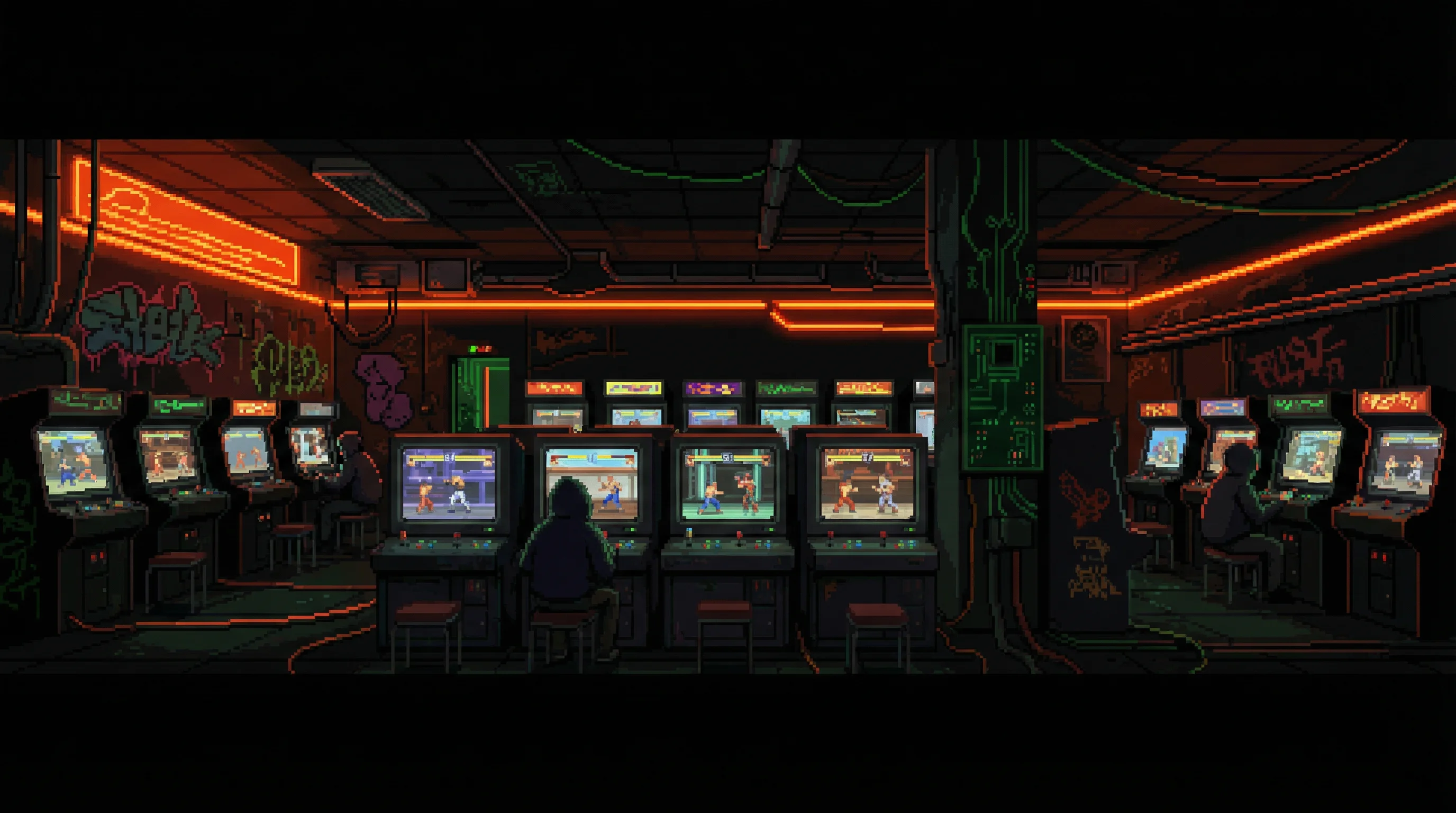 像素艺术作品：赛博街机场景 - od体育 社区创作